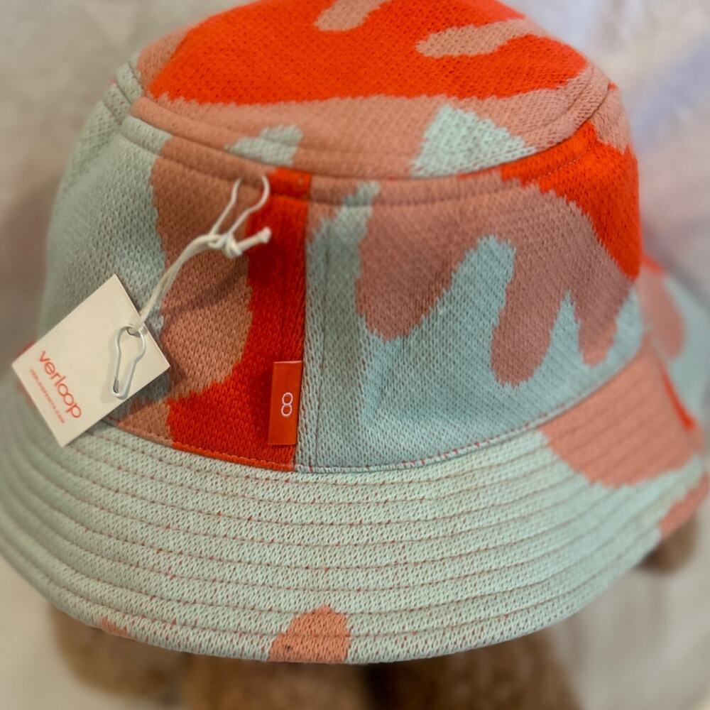 VERLOOP NWT RARE Dead Stock Camo Print Knit Bucket Hat Orange Blue One-Size